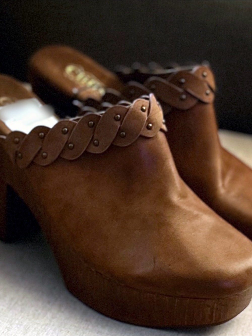 Cliffs by WHITE MOUNTAIN Brown Suede Braided-Trim Platform Mules